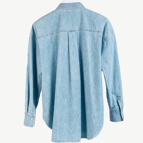 Brunello Cucinelli SS/22 Blue Monili-Trim Button-Down Long-Sleeved Denim Shirt - Picture 2 of 16